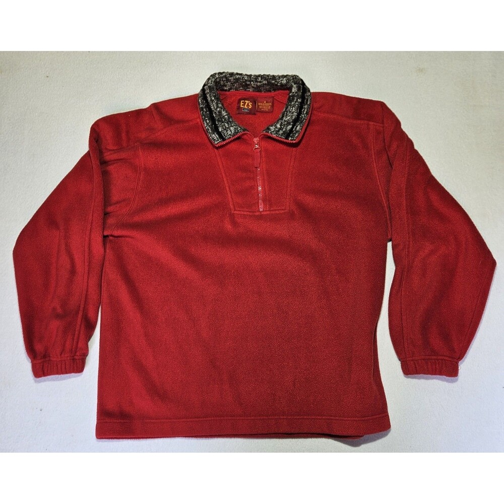 EZ's Haggar Mens S Red Long Sleeve Mock Neck 1/4 Zip Pullover Sweater